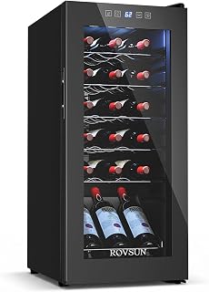 ROVSUN 18 Bottle Wine Fridge, Freestanding Compressor Wine Cooler Refrigerator, Beverage Wine Chiller with Digital Temperature Control & Double-layer Glass Door for Red White Wine, Champagne, Beer