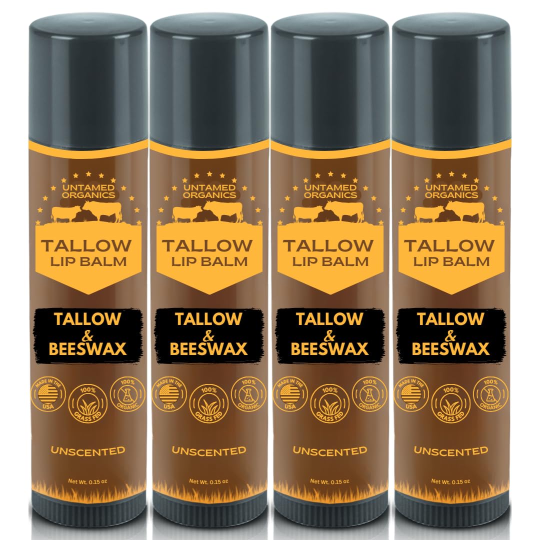 Untamed Organics Pure Tallow Lip Balm | 100% Grass-Fed Beef Tallow and Organic B