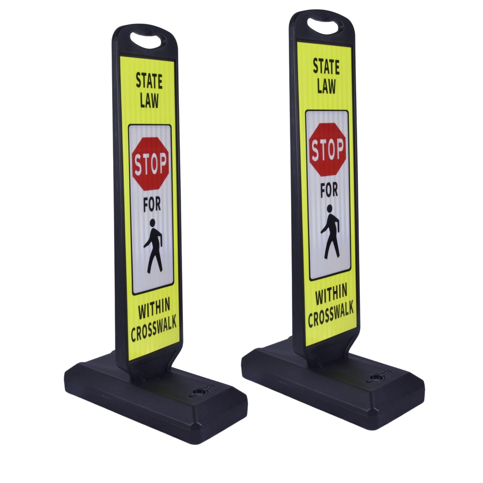 BESEA 2 Pack 44" Reflective Crosswalk Safety Signs with Water Fillable Weighted 