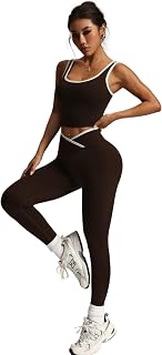 Women's Sports Fitness Yoga Two-Piece Set, Contrasting Vest, Pants Set