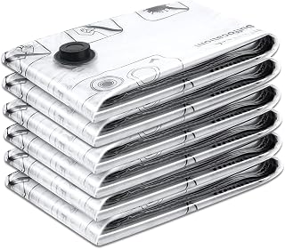 6 Pcs Jumbo Vacuum Storage Bags, Vacuum Sealer Bags for Clothes, Travel Space Saving Bags for Luggage, Clothes, Pillows, Comforters, Blankets, Bedding, 40*60CM