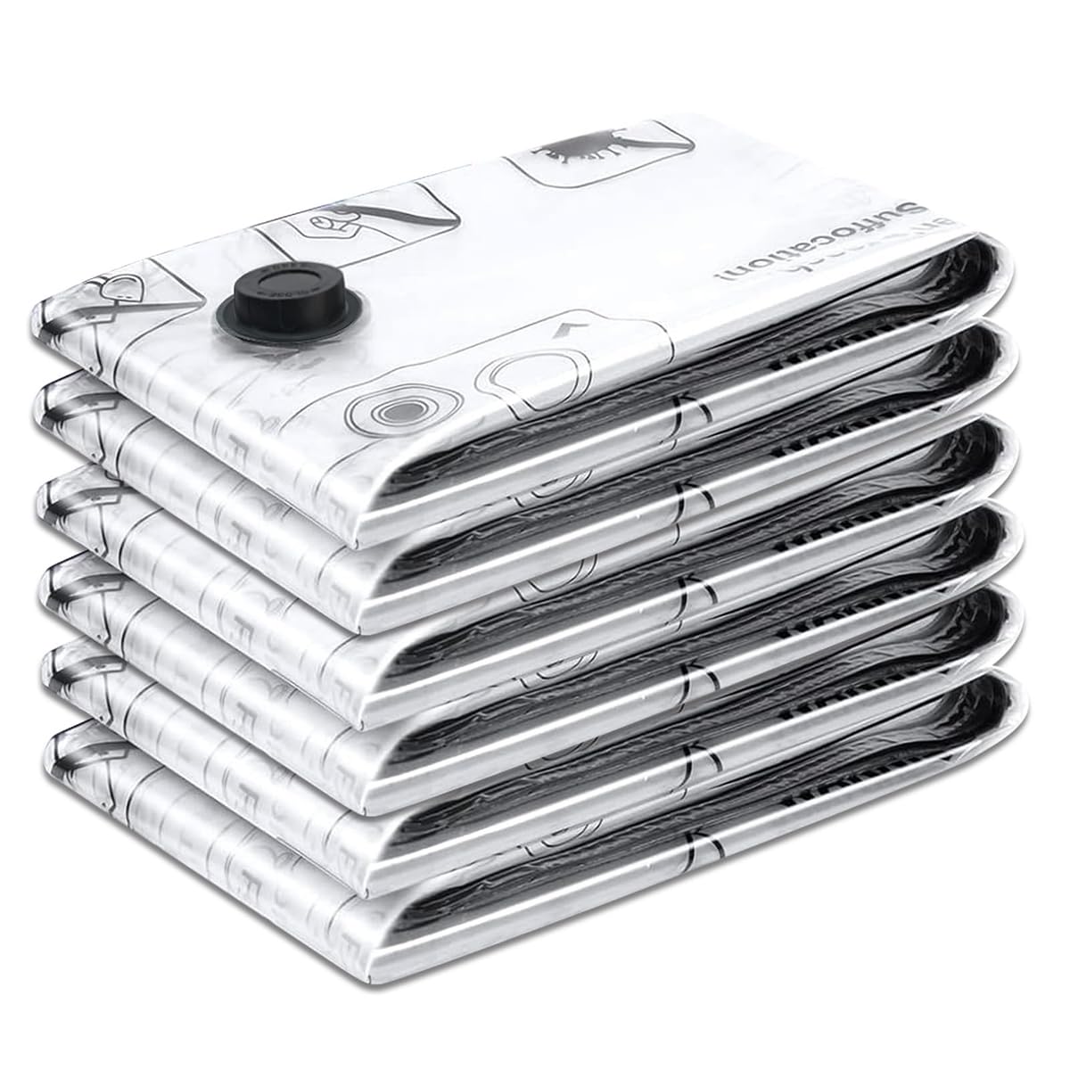 6 Pcs Jumbo Vacuum Storage Bags, Vacuum Sealer Bags for Clothes, Travel Space Sa