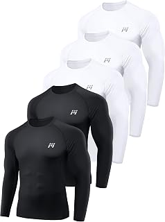 MEETWEE Compression Shirt Men's Short/Long Sleeve Functional Shirt Men's Sports Shirt Training Fitness Shirt Breathable Running Shirt Undershirt for Running Jogging Sports Gym
