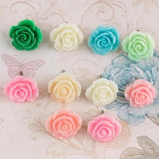 30 Pcs Rose Push Pins for Notice Board Cork Pin Cute Decorative Push Pins with Case, 8 Colorful Flower Push Pins for Notice Boards Office Home Decor