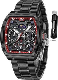 OLEVS Men Watches Business Dress Chronograph Big Square Analog Male Watch Silicone Strap Waterproof Date Gift Mens Wrsit Watch Silver