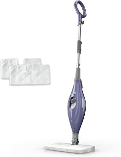 Shark Steam Pocket Mop with 2 Washable Double-sided Pads, Purple, S3501 | Lightweight, 2 Machine Washable Double-Sided Microfiber Pads, Swivel Steering, Steam Sanitization on Sealed Hard Floors