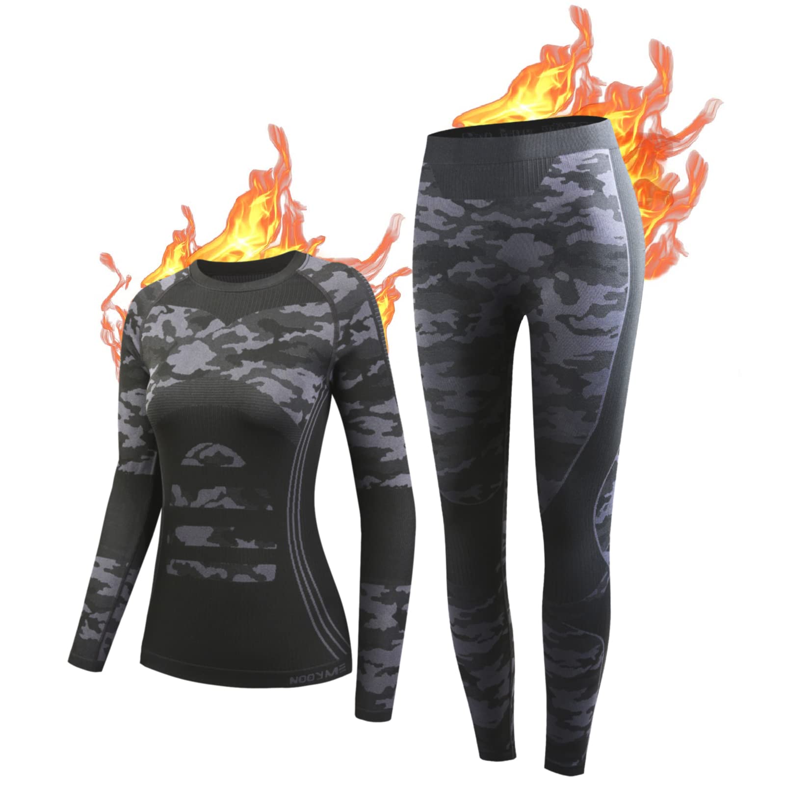 NOOYME Women's Thermal Underwear Functional Thermal Underwear for Skiing, Runnin