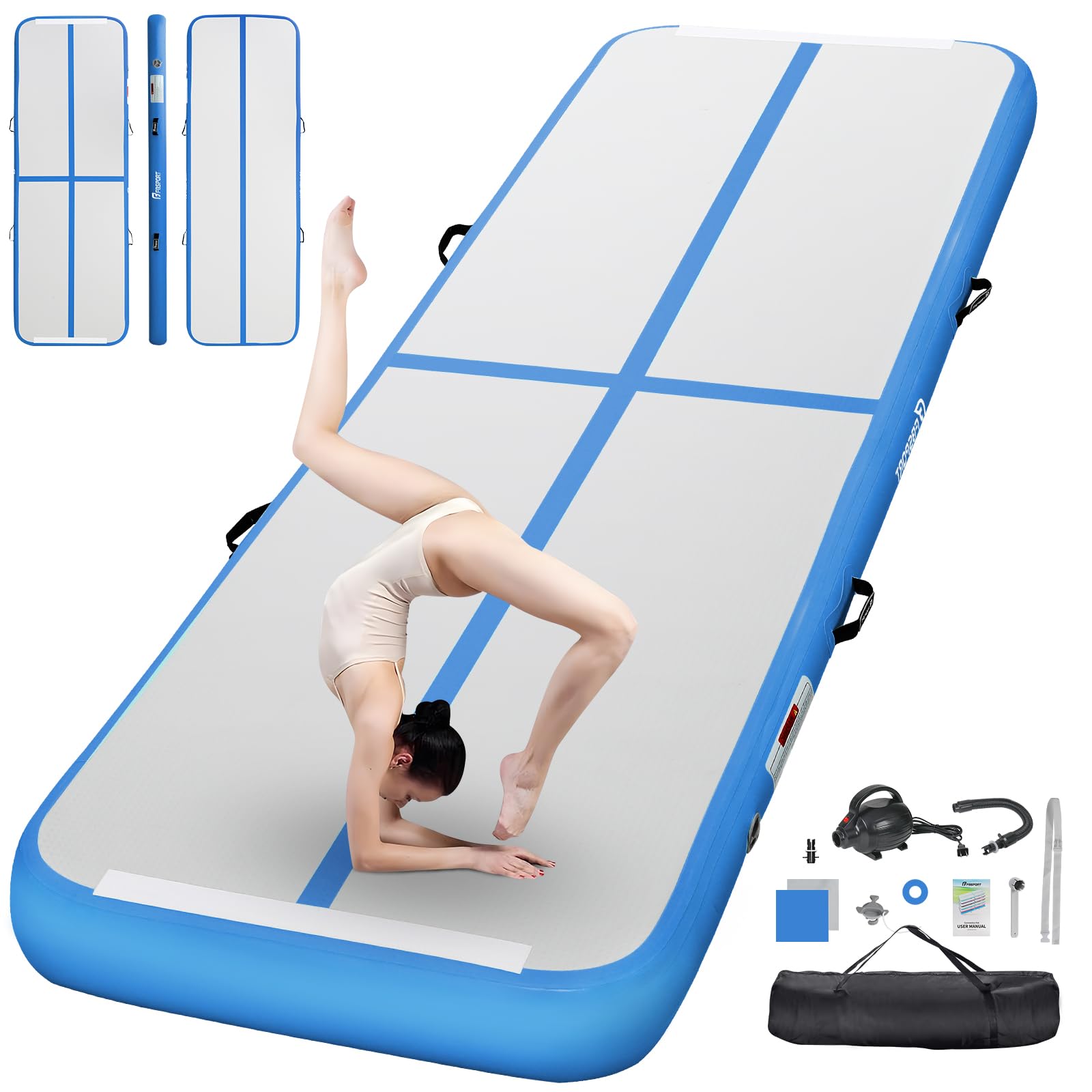 FBSPORT Inflatable Air Gymnastics Mat Training Mats 4/8 inches Thickness Gymnast