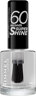 Rimmel 60 Seconds Super Shine Nail Polish, 740 Clear, Quick-Dry Nail Polish, Ultra-Shiny Finish, Easy to Apply, Vibrant Colour, Long-Wearing, Improved Formula, Vegan, 8ml