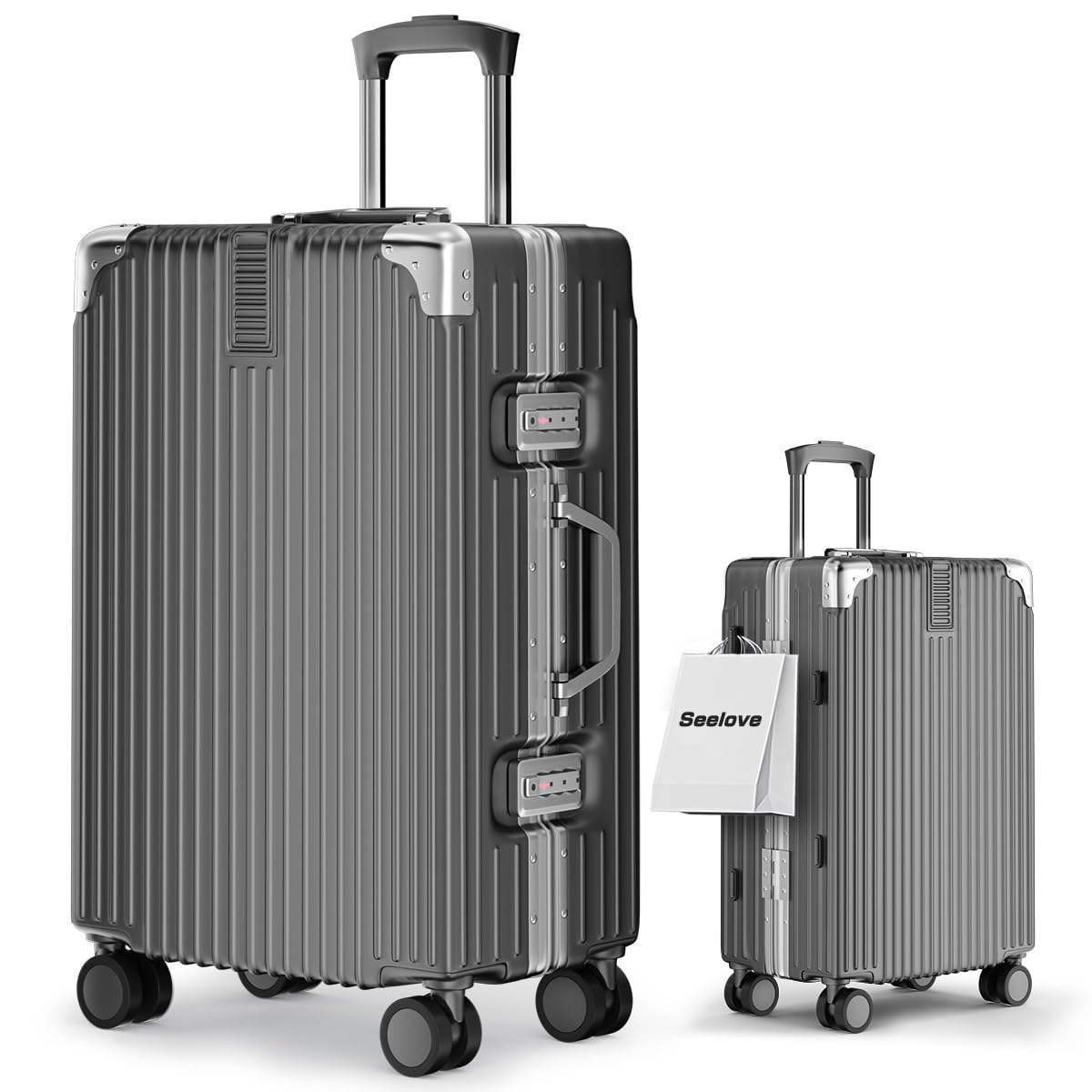 Seelove Suitcase, Carry Case, Carry-on on Airplanes, ABS + PC, Shockproof, Large