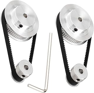 TUZUK 2PCS Set GT2 Synchronous Wheel 20&80 Teeth 8mm Bore Aluminum Timing Pulley with 2PCS Length 250mm Width 6mm Belt (20-80T-8B-6)