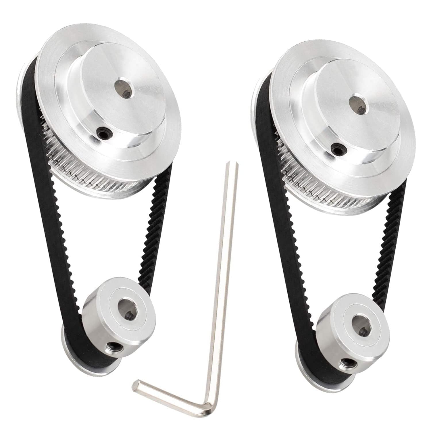 TUZUK 2PCS Set GT2 Synchronous Wheel 20&80 Teeth 8mm Bore Aluminum Timing Pulley