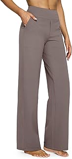G4Free Women's Wide Leg Sports Trousers with Pockets Casual Bootcut Wide Yoga Pants Flare Leg Wide Bell Tight Elastic Gym Palazzo