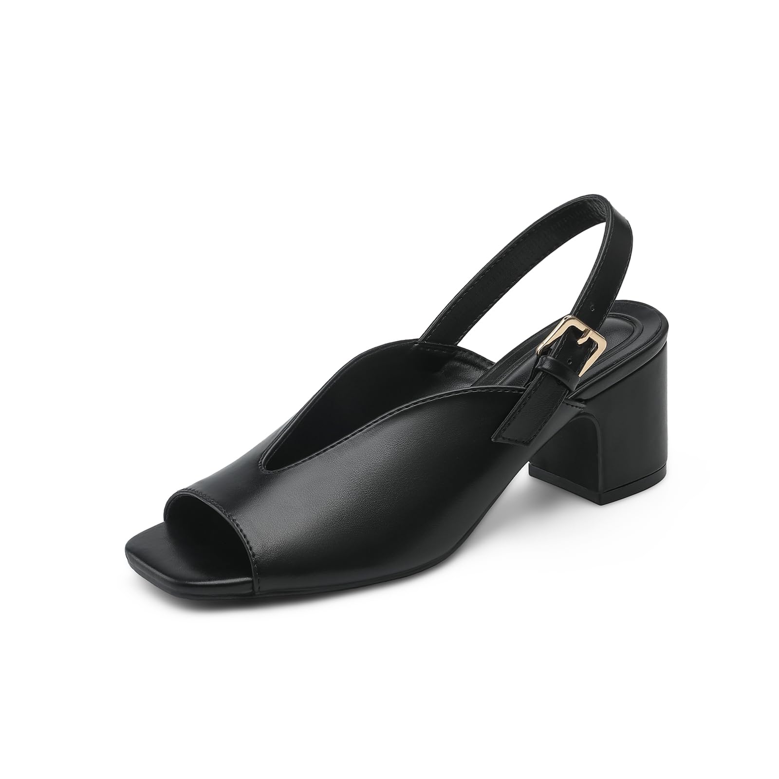 Slingback Block Heels for Women, 2.5" Chunky Peep Toe Heeled Sandals