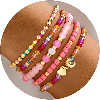 Turandoss Teen Girls Gifts Trendy Stuff, Colorful Beaded Initial Bracelets