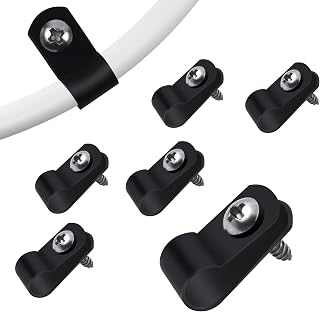 RGBZONE 100 Sets 1/4 Inch R-Type Cable Clips with Screws, Black | Nylon Wire Clips, Mounts on Wood & Walls, Hold Cables Up to 6.4mm, for Indoor/Outdoor Wire Rope Light Management