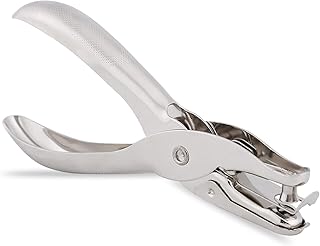 Brillaint Style Single Hole Punch Single Hole Pliers Punch One Hole Chrome Metal Perforator - 10 Sheet Capacity