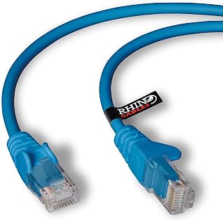 rhinocables CAT 6 High-Speed Gigabit Ethernet Cable - Patch Network Lead for LAN| Snagless UTP With LSZH Jacket | RJ45 Connector - Internet, Router, Modem, Smart TV, PC & More (2m, Blue, Pack of 1)