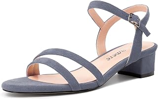 Castamere Women's Low Chunky Block Heel Kitten Heel Open Toe Cap Ankle Strap Slingback Sandals Prom Dress 3 cm Heels