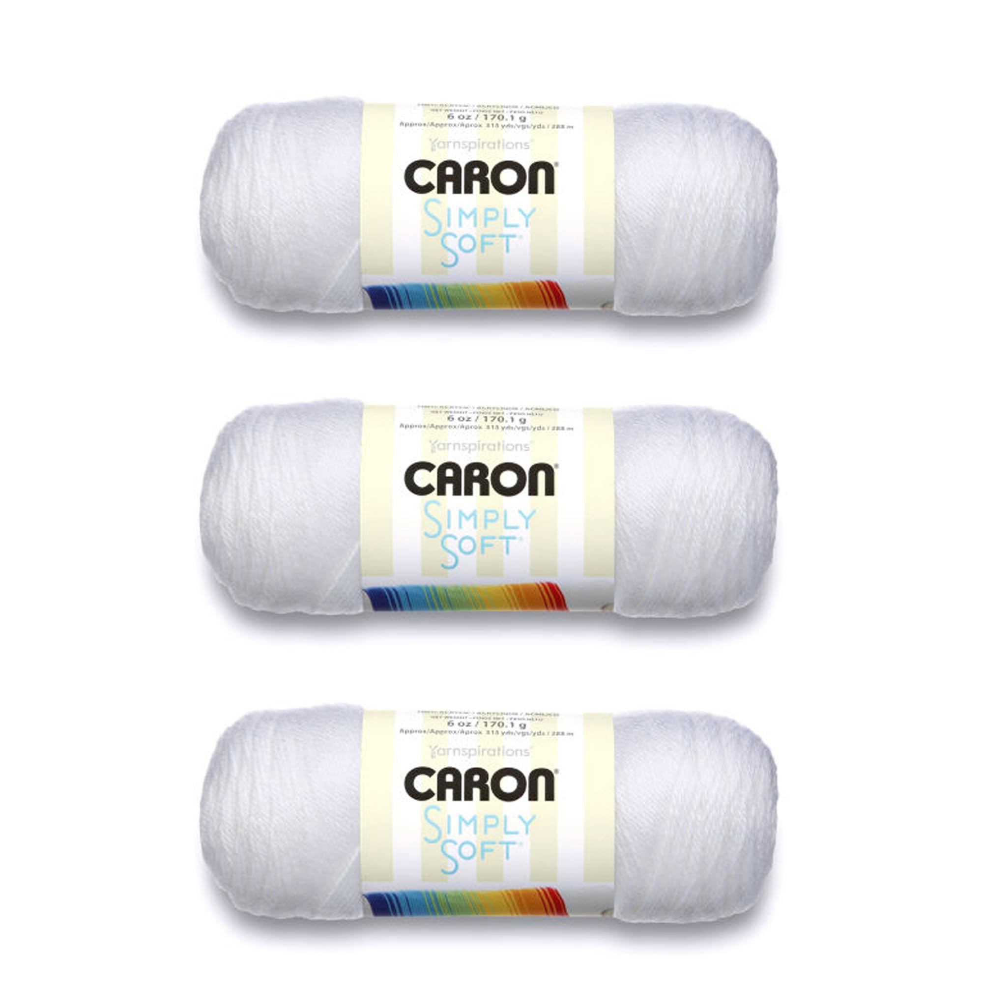 Caron Simply Soft 3-Pack Yarn, 3oz, Gauge 4 Medium Worsted, 100% Acrylic -White 