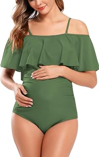 SHEKINI Women's Swimsuit with Skirt One Piece Slimming One Piece Swimsuit with Fluffy Cups Vintage Skirted Swimwear Swimsuit Beach Bikini