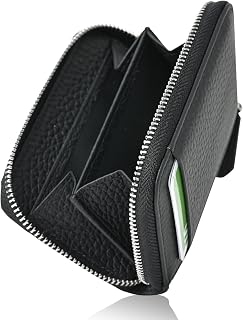 QUARE Men's Mini Wallet Coin Case Genuine Leather Compact Small (Royal Black)