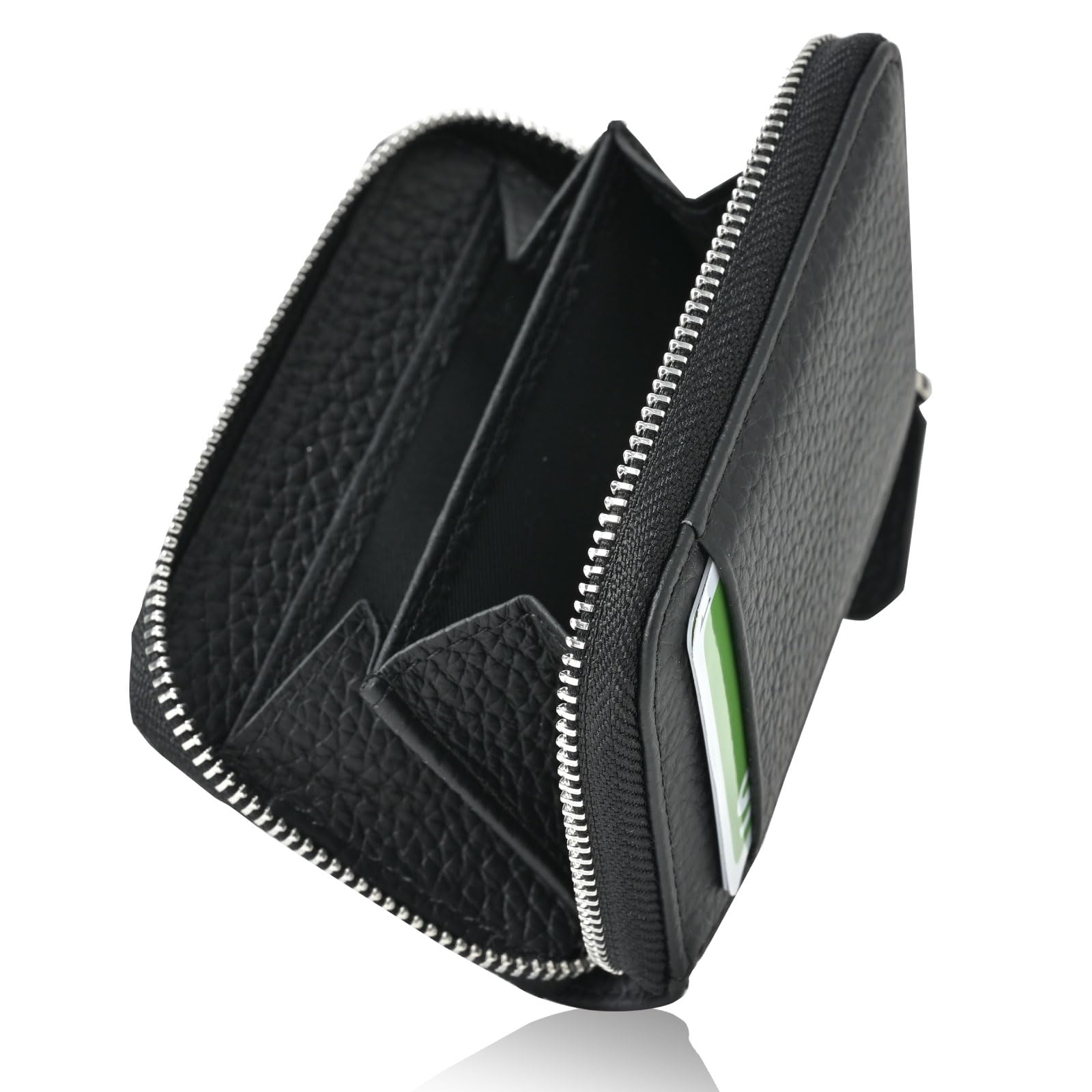 QUARE Men's Mini Wallet Coin Case Genuine Leather Compact Small (Royal Black)