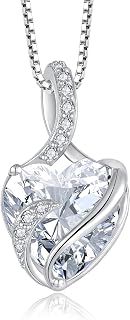 FJ Necklaces for Women 925 Sterling Silver Infinity Heart Pendant Necklace Birthstone Jewellery for Women