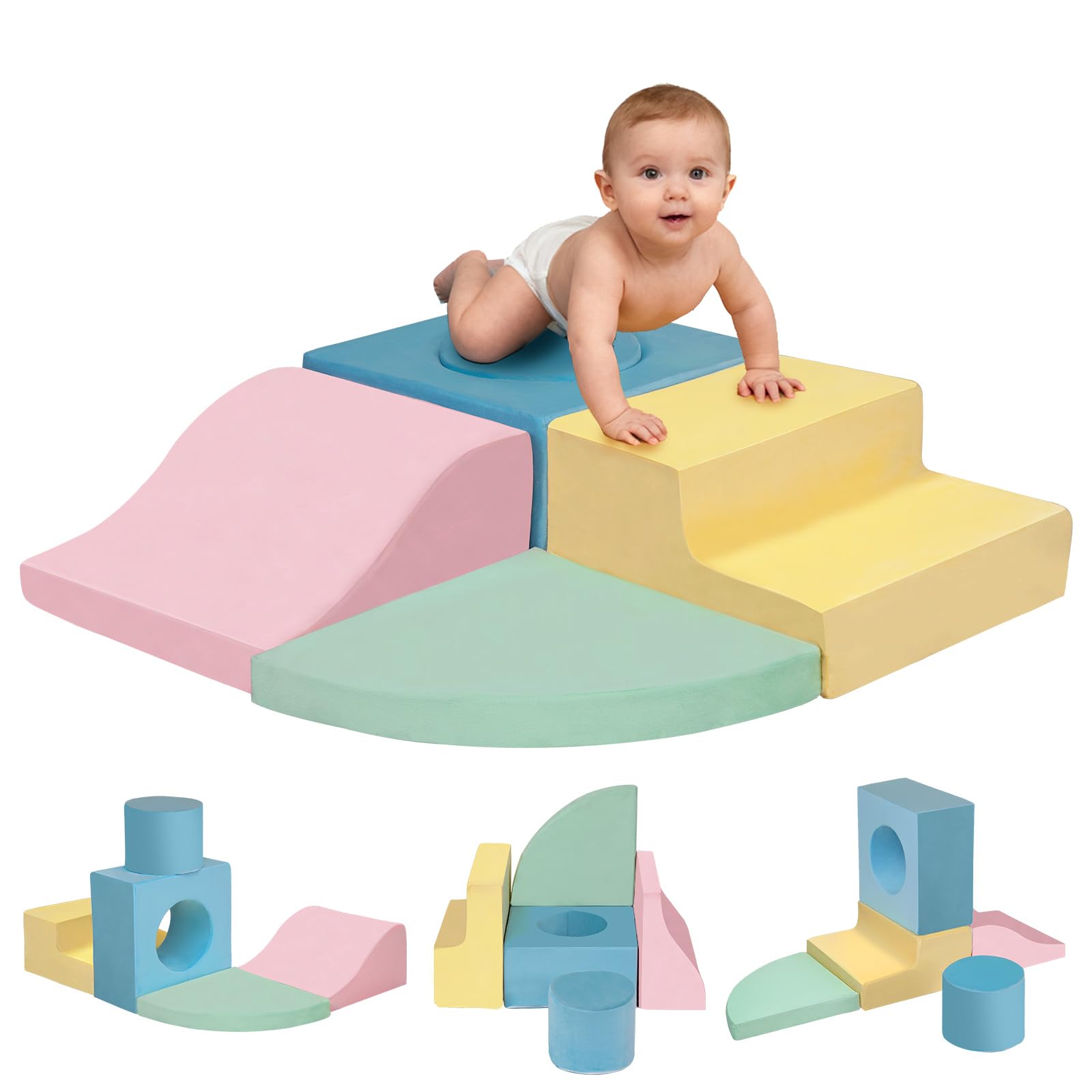 5 Piece Foam Climbing Blocks for Todddlers 1-3, Baby Climbing Toys Indoor | High