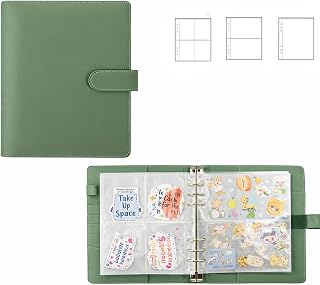 Sticker Binder Organizer with Storage Sleeves,Reusable Stickers Collecting Book Album Holder, A5 Blank Sticker Container Organizer-Dark Green