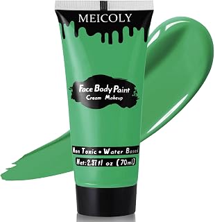 MEICOLY Green Face Body Paint for, 2.37oz Halloween SFX Witch Makeup Elphaba Costume,Green Face Makeup, Hunting Hulk Camo Face Paint for Adults and Kids,St Paddys St.Patrick’s Day Accessories