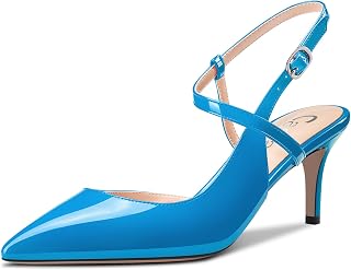 Castamere Women's Lace Toe Cap Medium Kitten Heel Ankle Strap Pumps Slingback Dress Sandals Buckle Office Shoes Shoes 6.5 cm Heels