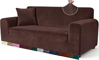 Yeahmart Thick Velvet Sofa Cover, 1 Seater Armchair Slipcover, Brown