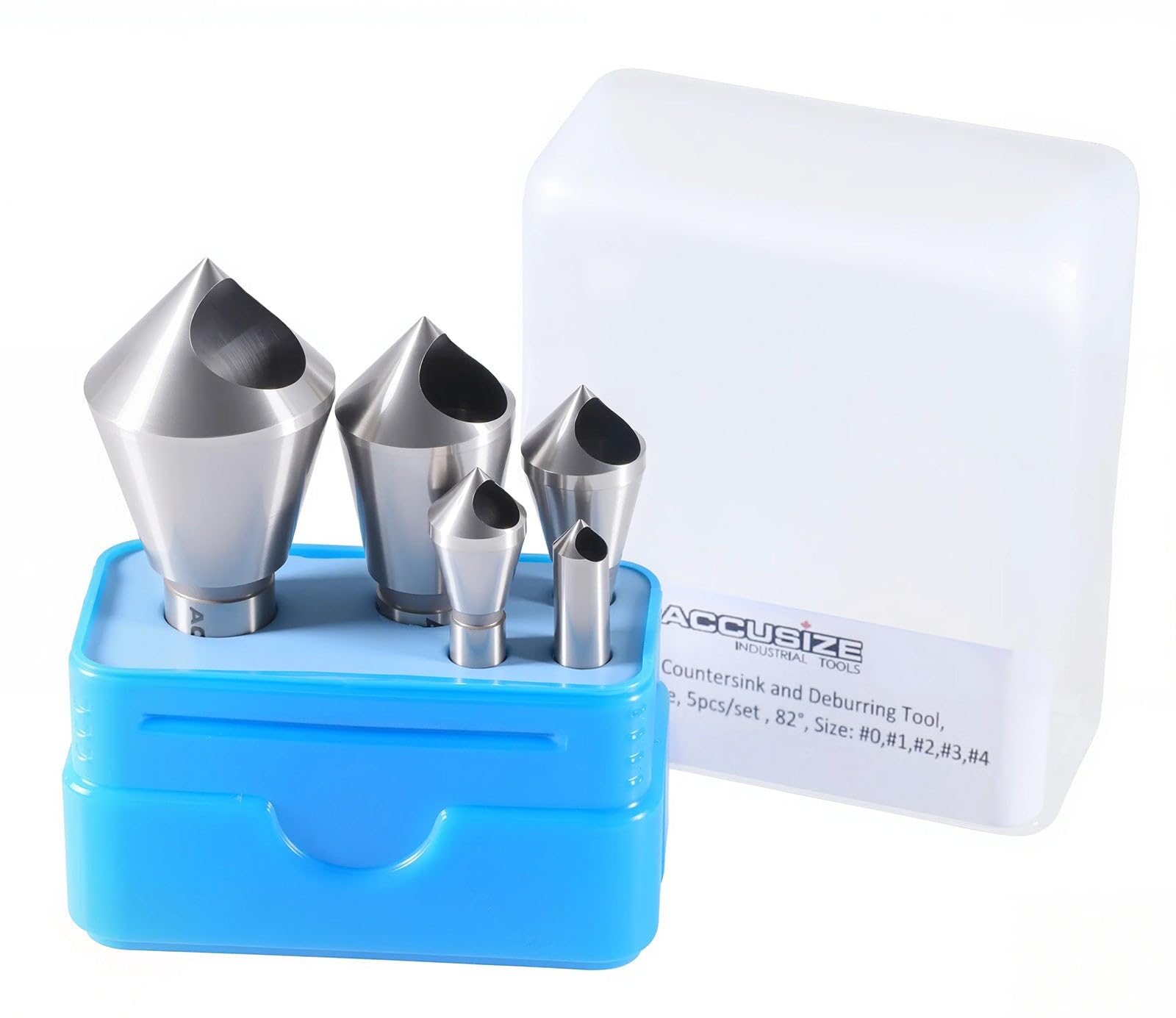 Accusize Industrial Tools 0-Flute HSS Countersink Set, 82°, 0206-0482 | 5 Pc 82 