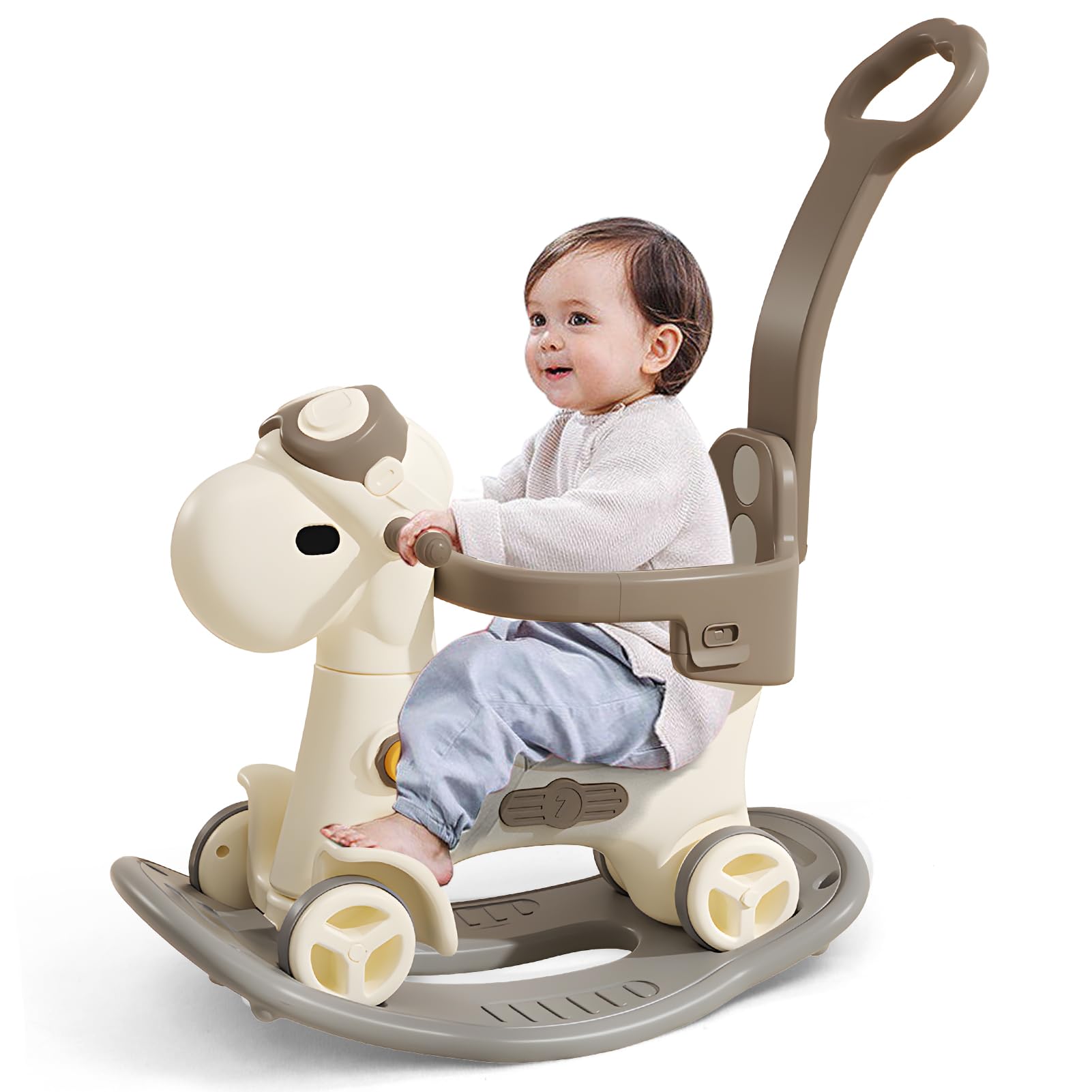 4 in 1 Rocking Horse for Boys Girls Ages 1-3, Push Ride-On Toy Indoor Play | Fun