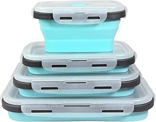 Guyuyii 4 Pack Space-Saving Collapsible Food Storage Containers with Lids
