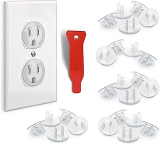 Baby Proof Me 24 Outlet Covers for Baby Proofing, Plug Covers Child Safety | Electrical Outlet Plug Covers that Block Shock, Child Safe Socket Protectors for Baby Proofing, Snug Fit, &amp; with Removal Tool