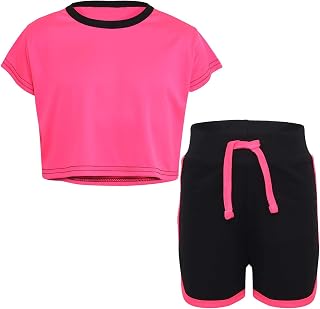 A2Z Girls Crop Top Shorts Set Activewear Outfit 5-13Y