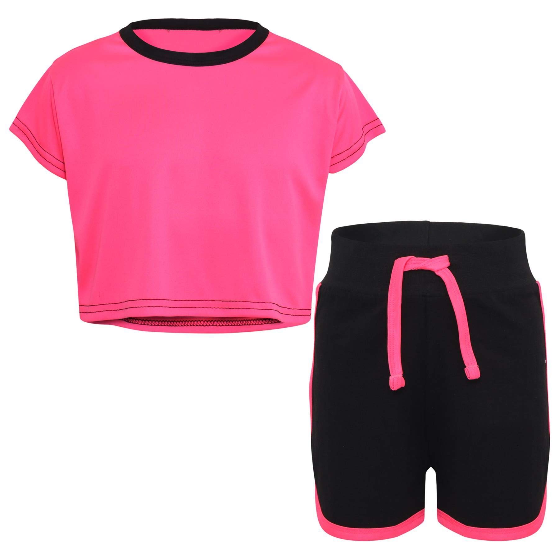A2Z Girls Crop Top Shorts Set Activewear Outfit 5-13Y