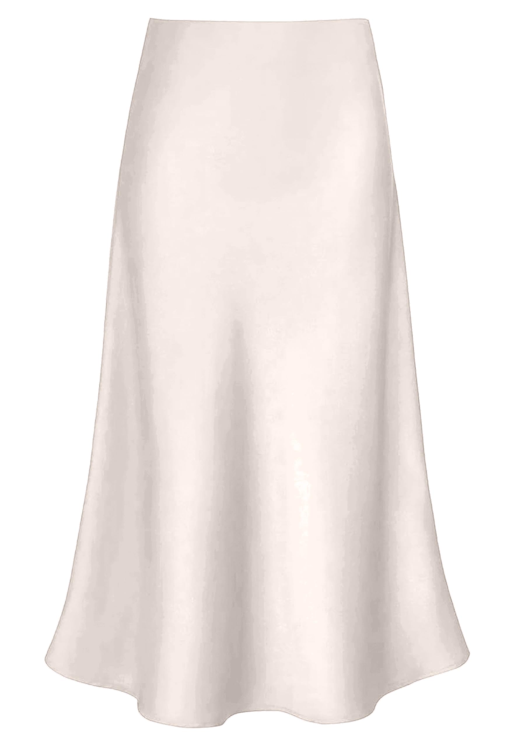 Women's Satin Midi Skirt A Line Silk Long Skirt
