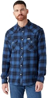 Wrangler Mens Cowboy Cut Firm Finish Long Sleeve Western Snap Solid Work Shirt
