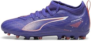 PUMA Unisex Youth Ultra 5 Match MG JR Soccer Shoe, Lapis Lazuli-PUMA White-Sunset Glow, 34.5 EU