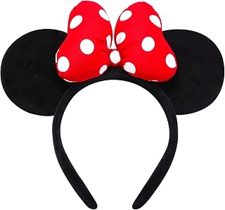 ODOCARE Handmade Mouse Ears Headband for Women and Ladies, Polka Dot Bow Mini Ears Costume Accessories