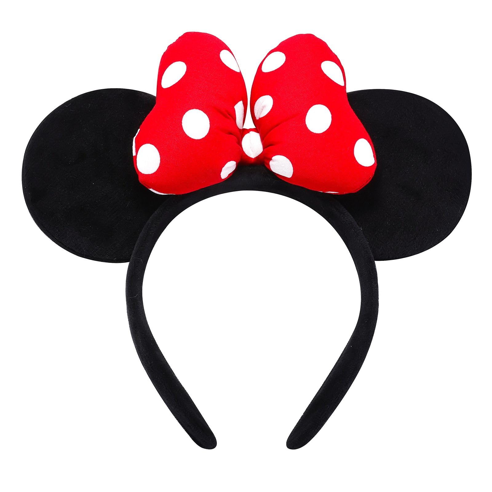 ODOCARE Handmade Mouse Ears Headband for Women and Ladies, Polka Dot Bow Mini Ea