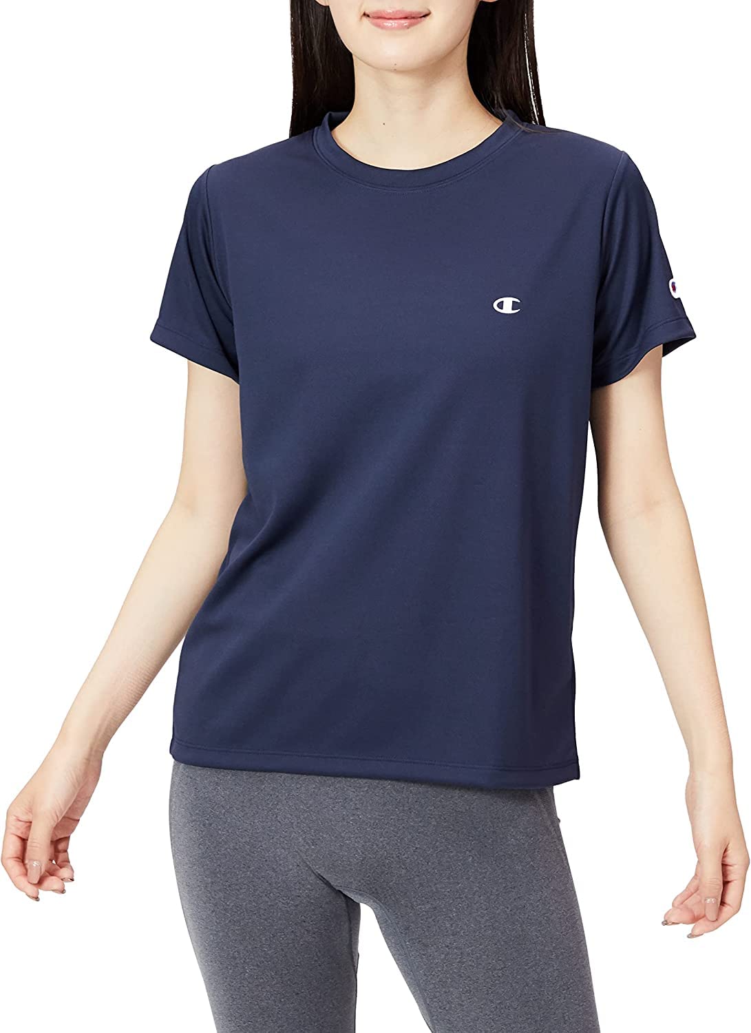 Champion(チャンピオン) Tシャツ 半袖 丸首半袖シャツ 丸首 UVカット 吸水速乾 ワンポイントロゴ ショートスリーブドライTシャツ CWSTS301