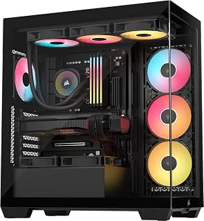 CORSAIR 3500X RS ARGB Panoramic Mid-Tower PC Case – Black | 3x Pre-Installed Reverse Fans, High Airflow, Spacious Interior, GPU Anti-Sag, Removable Panels, Cable Routing