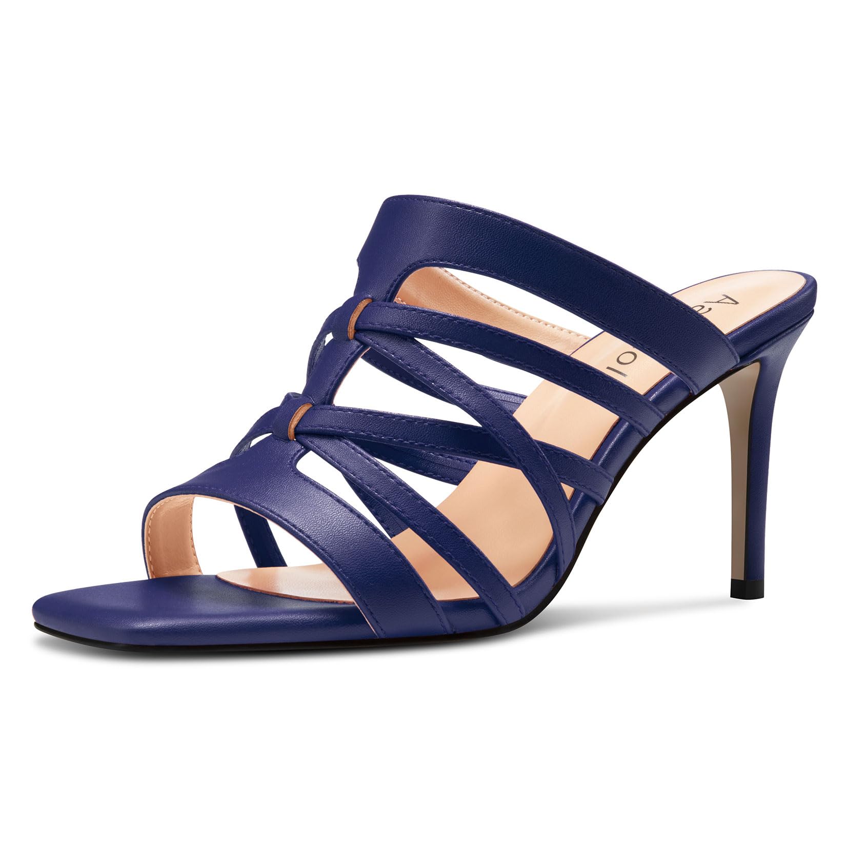 Aachcol Women's Medium Heel Open Heel Square Toe Sandals Slip-on Wedding Summer 