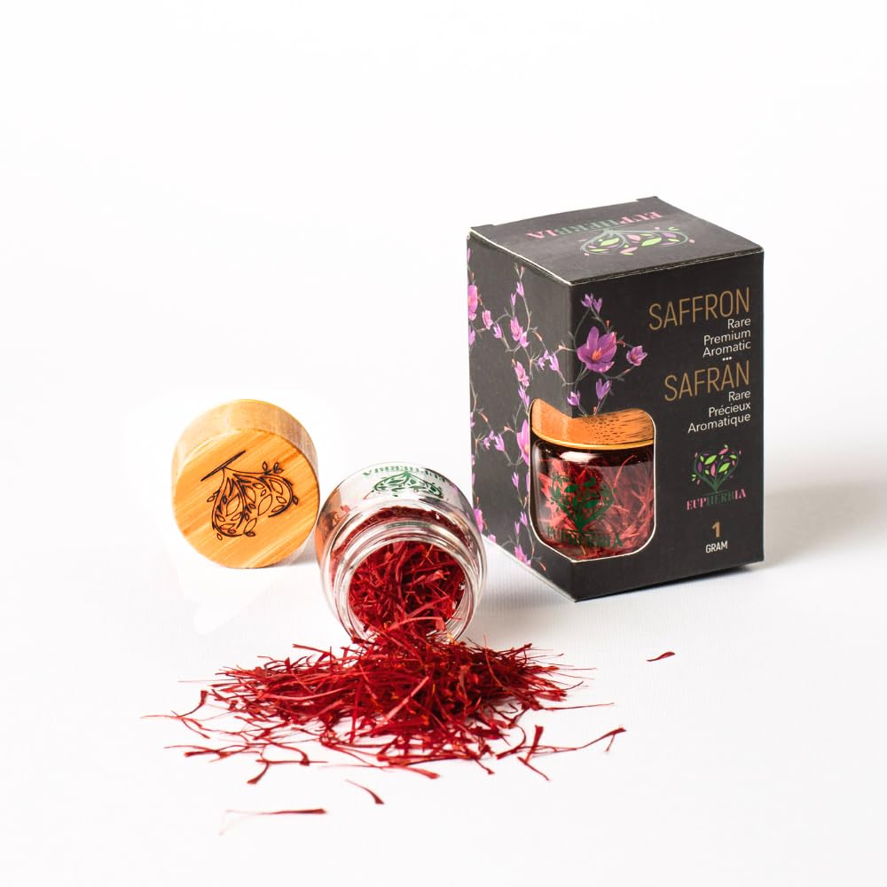 EUPHERBIA Grade A+ All Pure Red Saffron Threads, 1g (0.035 oz)