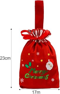 Christmas Drawstring Gift Bags, Red and Green Candy Christmas Gift Bags, Christmas Gift Wrap Reusable Canvas Santa Bags, Christmas Gifts, Party Favors Decoration Gift Wrap Bag (Style 5, 23 x 17cm)