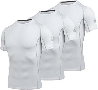 AMZSPORT Men's Compression Top Short Sleeve Base Layer Athletic T-Shirt Running Cool Dry Gym, 112009-Grey